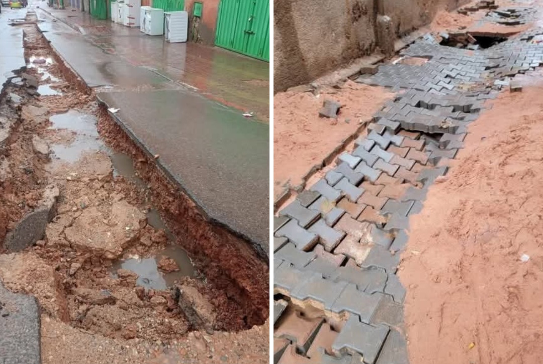 صور انجراف طرق حديثة الأشغال بتنغير تفتح نقاش جودة مشاريع التأهيل